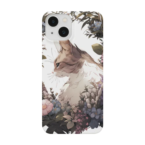 猫とフラワーリース Smartphone Case