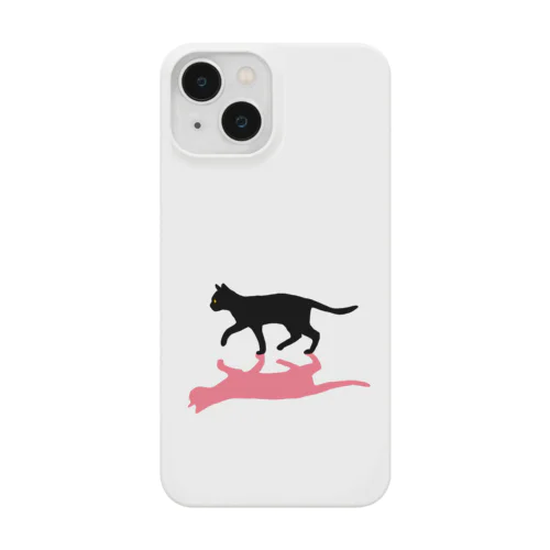 黒猫と影　ピンク Smartphone Case