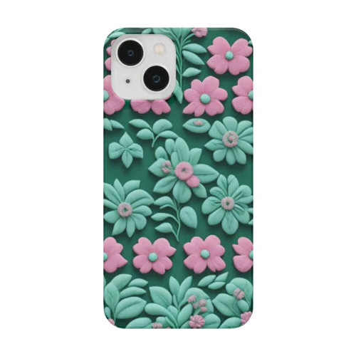 3D 花々 Green Smartphone Case