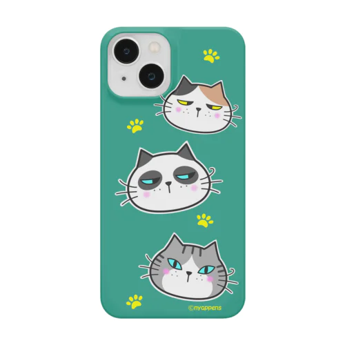 ひげまるスマホケース（3フェイス）グリーン Smartphone Case