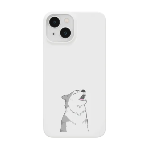 遠吠えするハスキー　シルバー iPhone Smartphone Case