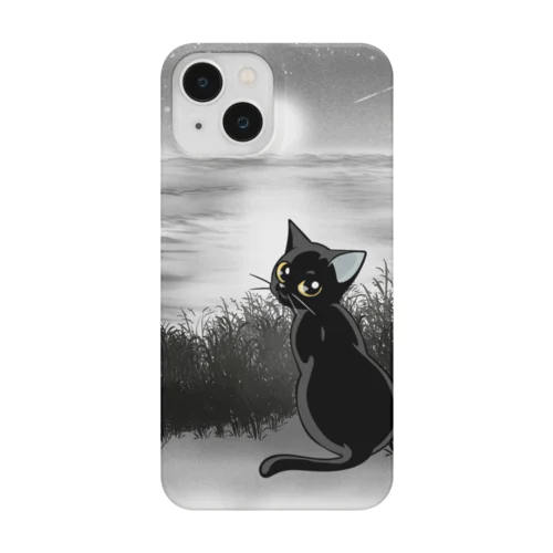 月夜の海と黒猫と Smartphone Case