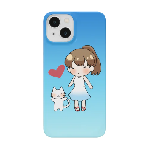 白猫と女の子のスマホケース Smartphone Case