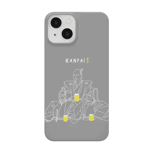 偉人 × BEER（三英傑）白線画-グレー Smartphone Case