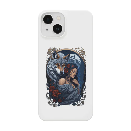 Wolf and woman, smartphone case スマホケース