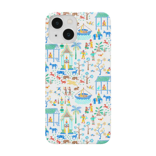 ラオスのモザイク画（パターン/白） Smartphone Case