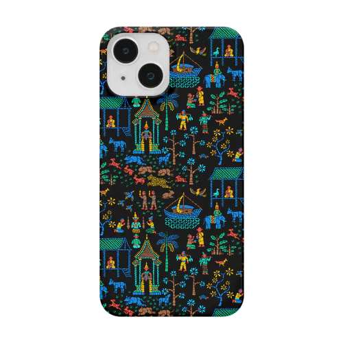 ラオスのモザイク画（パターン/黒） Smartphone Case