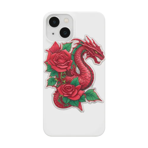 赤い薔薇とドラゴン Smartphone Case