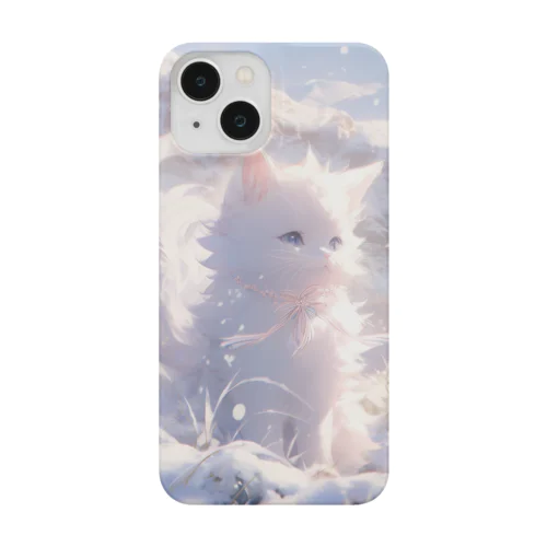 純白の白猫 ネコ スマホケース 스마트폰 케이스