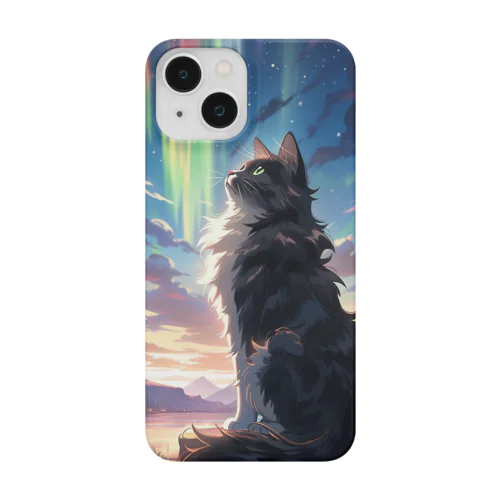 オーロラとノルウェージャンフォレストキャット ネコ スマホケース Smartphone Case