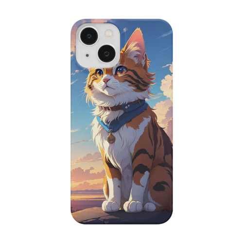 夕暮れと猫アニメテイスト iPhone Smartphone Case