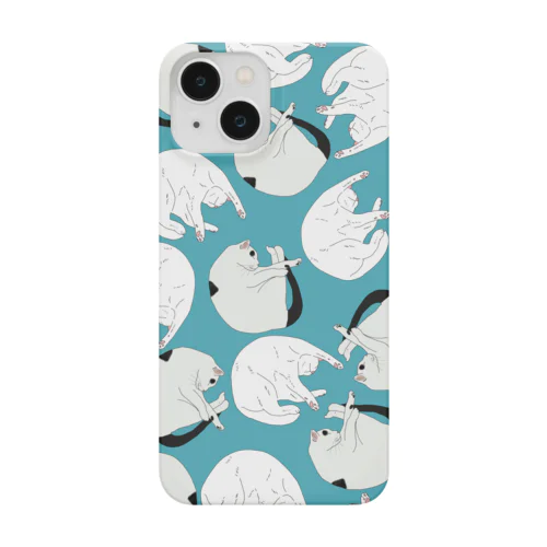 まるい猫達　ブルー Smartphone Case