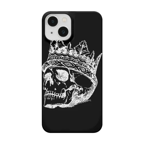 Black White Illustrated Skull King  スマホケース