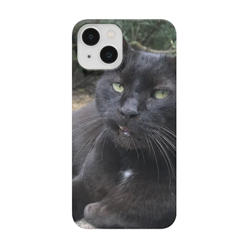 【iPhoneケース機種選択可】デカい黒猫どんちゃん スマホケース