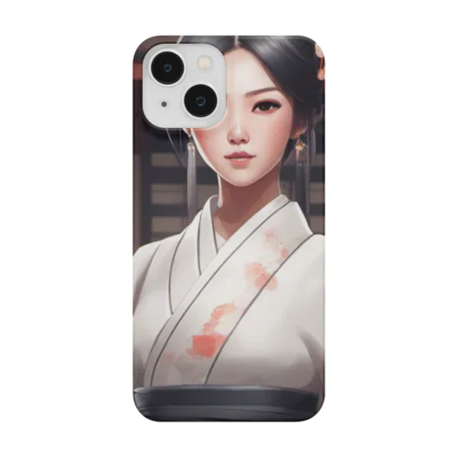 黒髪の美しいポニーテール姿の巫女さん Smartphone Case