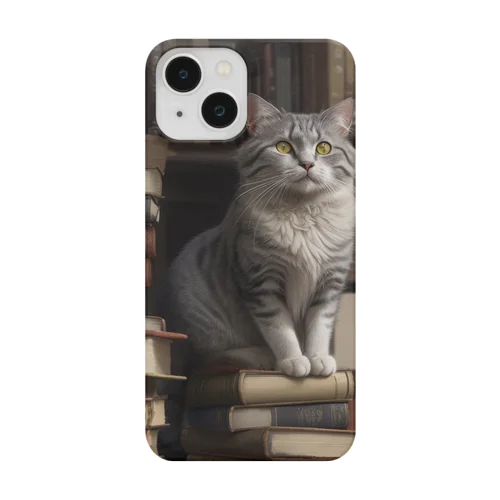 主の仕事を眺める老猫 Smartphone Case