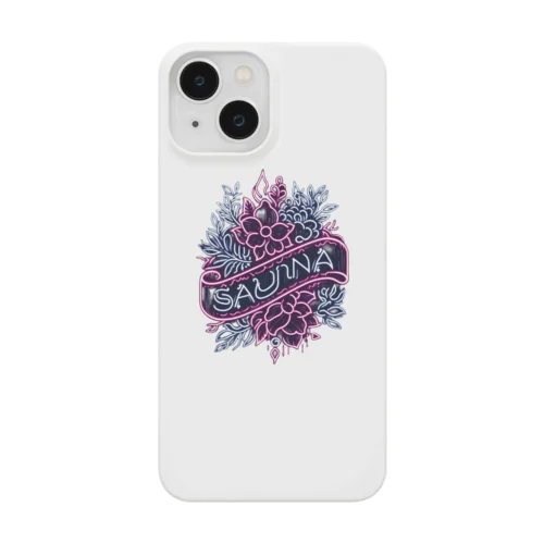 ネオン風花柄サウナロゴ11　花柄ver.4 Smartphone Case