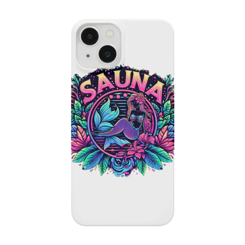 プチネオン風サウナロゴ　花柄人魚 Smartphone Case