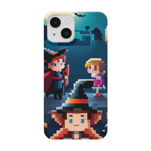 ハロウィンの仮装パーティーのドット絵 スマホケース