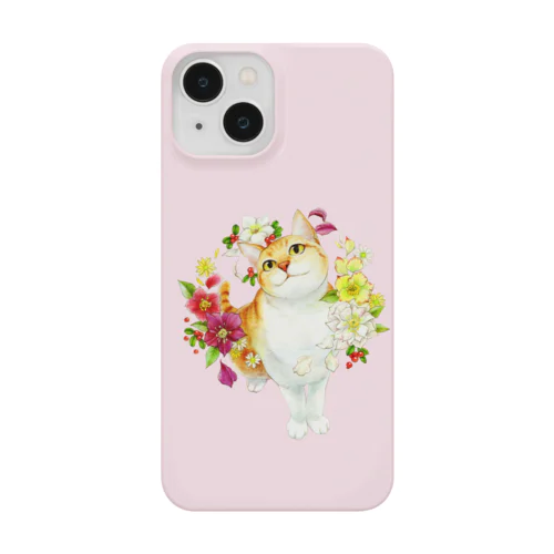 クリスマスローズと三毛猫 Smartphone Case