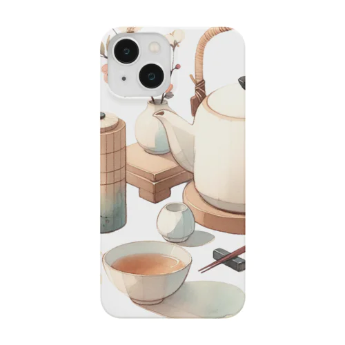 和風な茶器のミニマルデザイン Smartphone Case