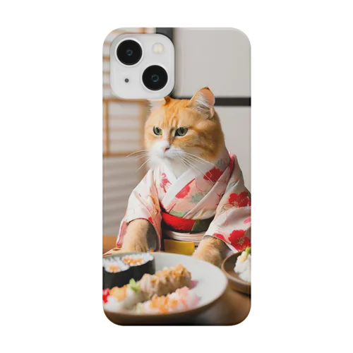 猫と着物の美しさ スマホケース