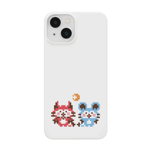 デビねこくんとデビねずちゃんと月のドット絵 スマホケース Smartphone Case