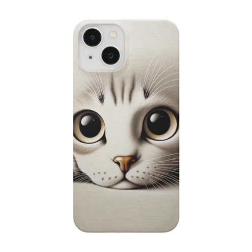 👁️『鹿児島SUZURIアート iPhoneケース: 大きな瞳の不思議な猫』🐾 Smartphone Case