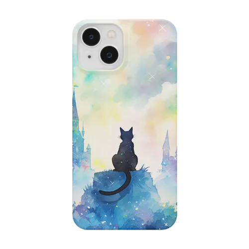 猫好きが癒される夢幻的な空間と猫の水彩画　Cat lovers find comfort. Enchanting space and cat watercolor. Smartphone Case