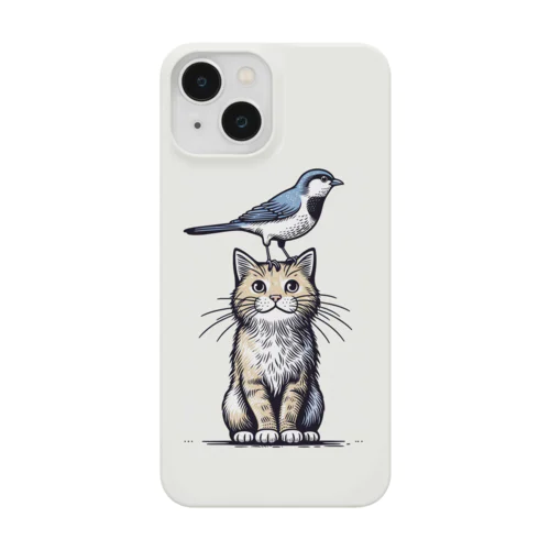 🐱🐦『鹿児島SUZURIの猫と小鳥の和 iPhoneケース』📱 スマホケース