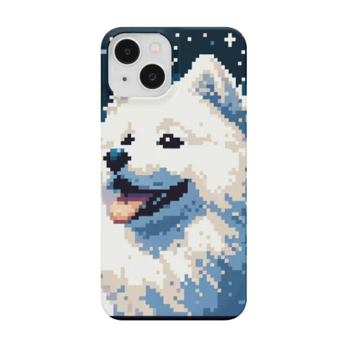 白い犬のドット絵 Smartphone Case