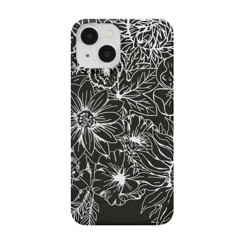 花柄　black Smartphone Case