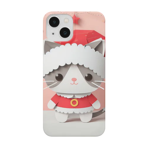 ペーパークラフト風のサンタ猫 Smartphone Case