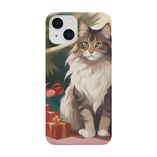 ネコ　クリスマスプレゼント　クリスマスツリー　 Smartphone Case