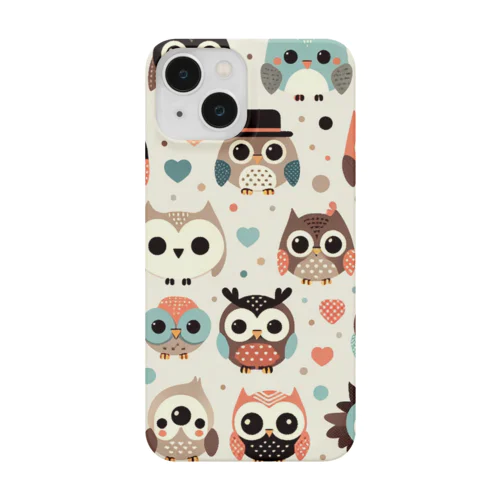 フクロウドット柄 Smartphone Case