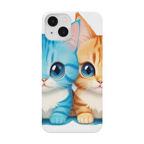 ふたりの仲良し猫ちゃん：青とオレンジ Smartphone Case