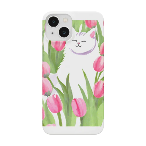 チューリップと白猫ちゃん Smartphone Case