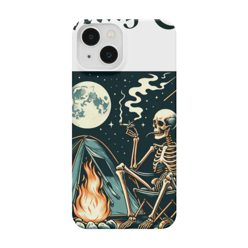 camping smoking skull スマホケース