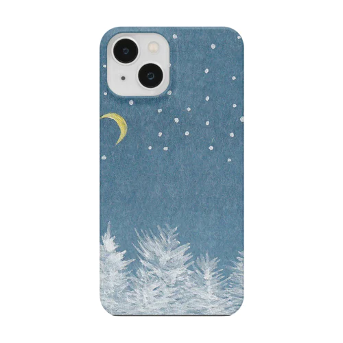 冬の夜の森と三日月 Smartphone Case