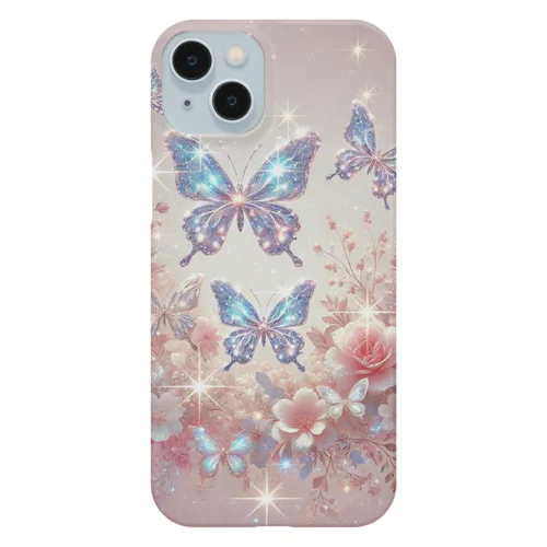 輝く蝶と花の幻想庭園（ピンク） iPhone Smartphone Case
