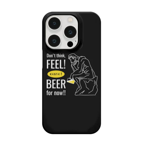 彫刻 × BEER（考える人：考えるな、感じろ! とりあえずビール!!）白線画-ブラック Smartphone Case