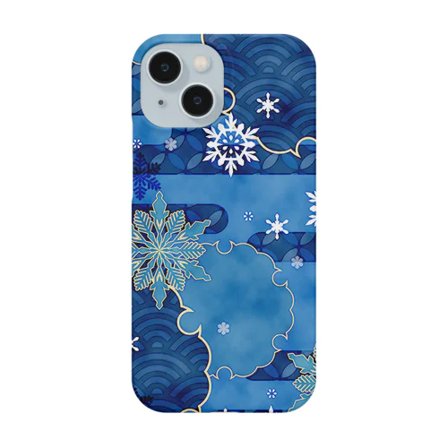 雪の和柄001（青色） Smartphone Case