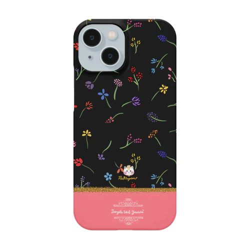 バイカラー【小花柄☆れぉにゃん】ベビーピンク Smartphone Case