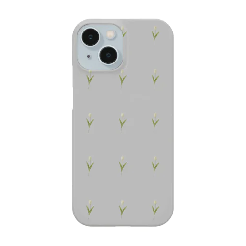 チューリップ柄 gray,cream, Smartphone Case