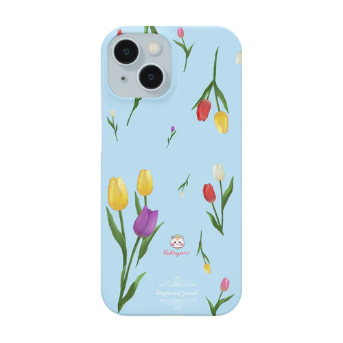 【チューリップ柄🌷れぉにゃん】スカイブルー Smartphone Case