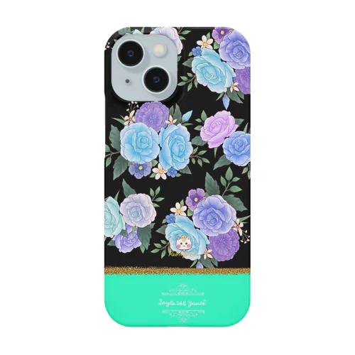 【青紫バラ🌹バイカラー】ターコイズブルー×黒 Smartphone Case