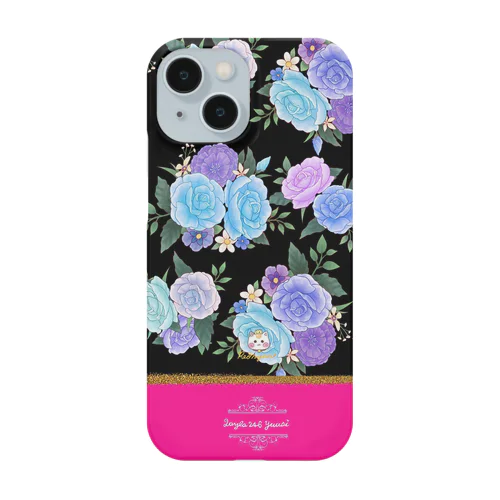 【青紫バラ🌹バイカラー】ローズピンク×黒 Smartphone Case