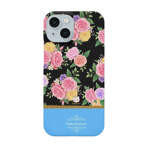 【ピンクバラ🌹バイカラー】スカイブルー×黒 Smartphone Case