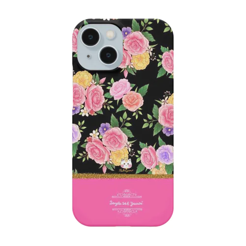 【ピンクバラ🌹バイカラー】桃色×黒 Smartphone Case