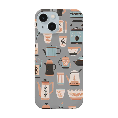 coffee pot (gray） スマホケース